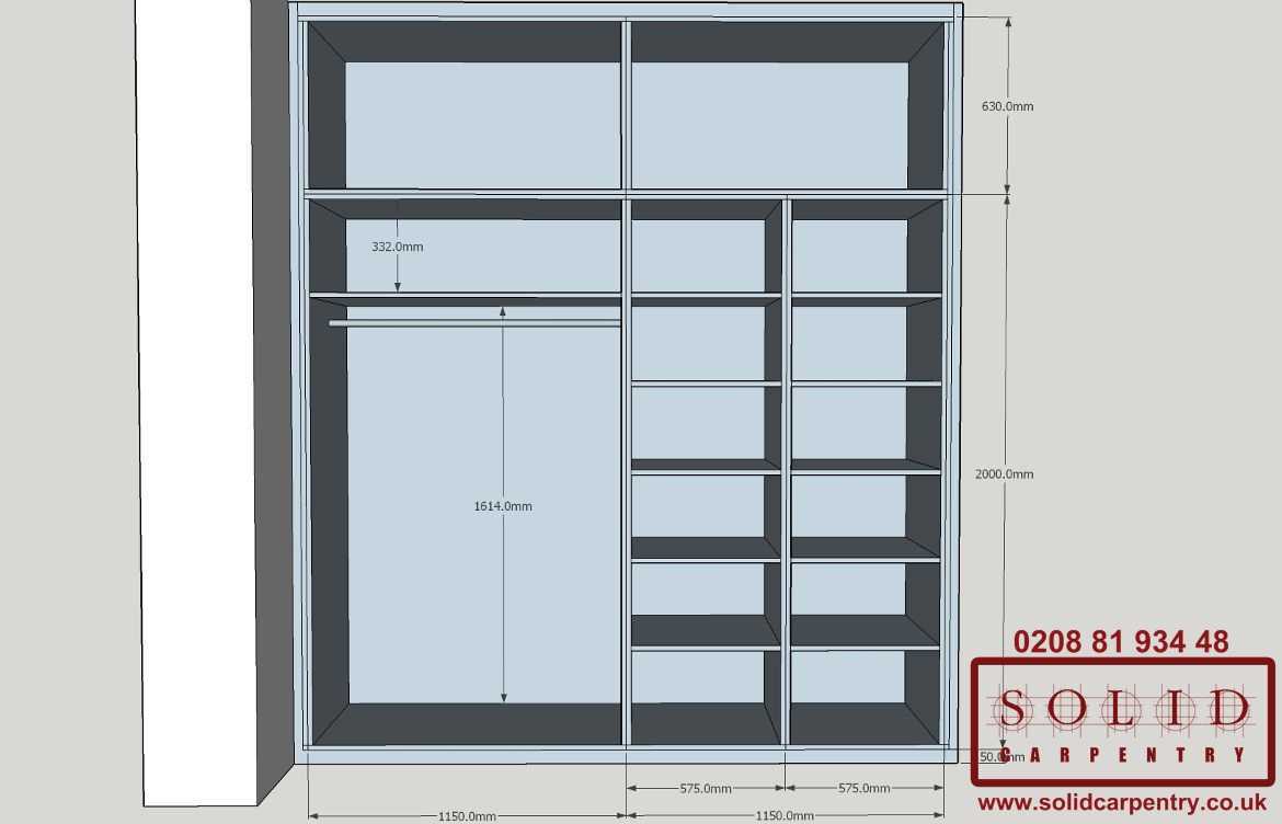 Sketch for custom-built fitted wardrobe
