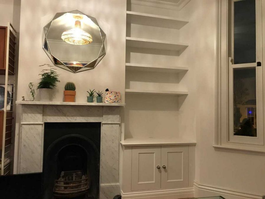 alcove unit with shelves