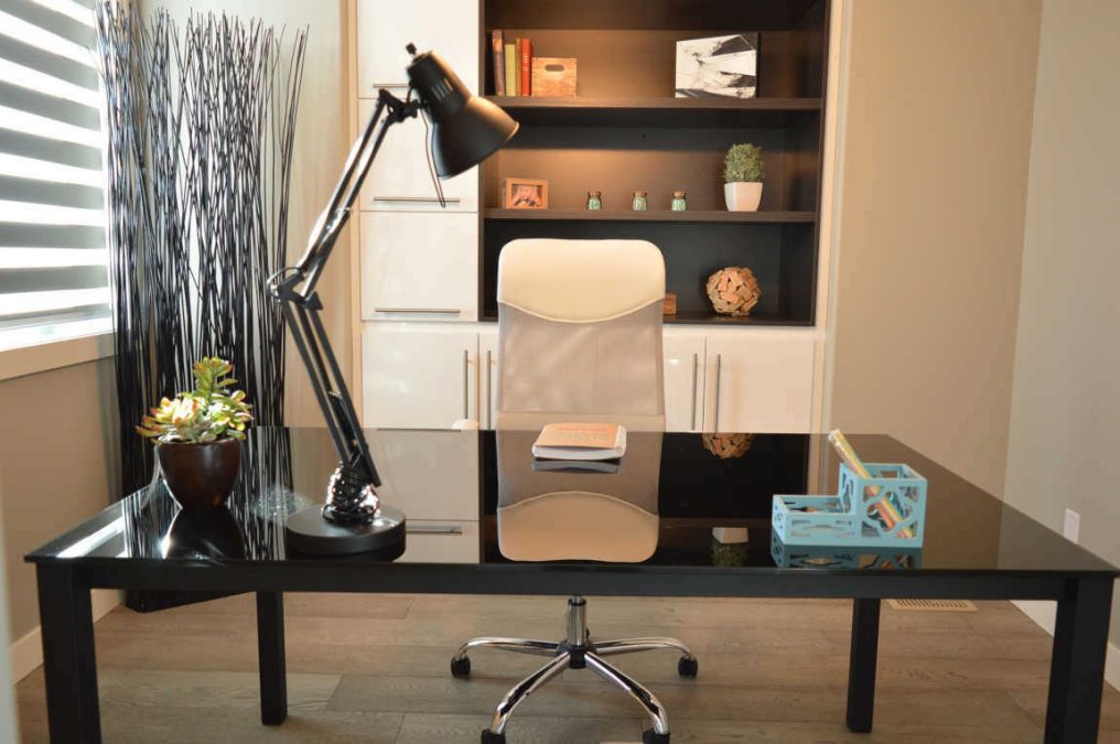 bespoke home office desk and shelves