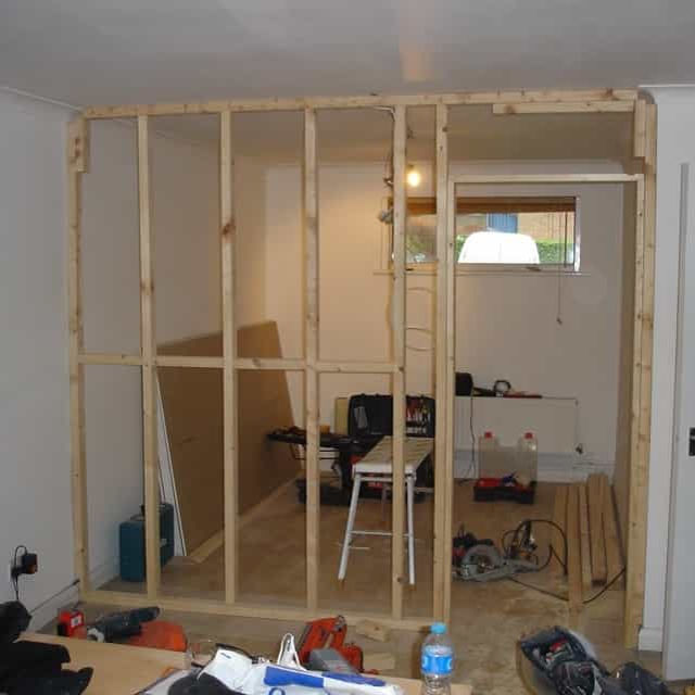Photo of construction of partition wall