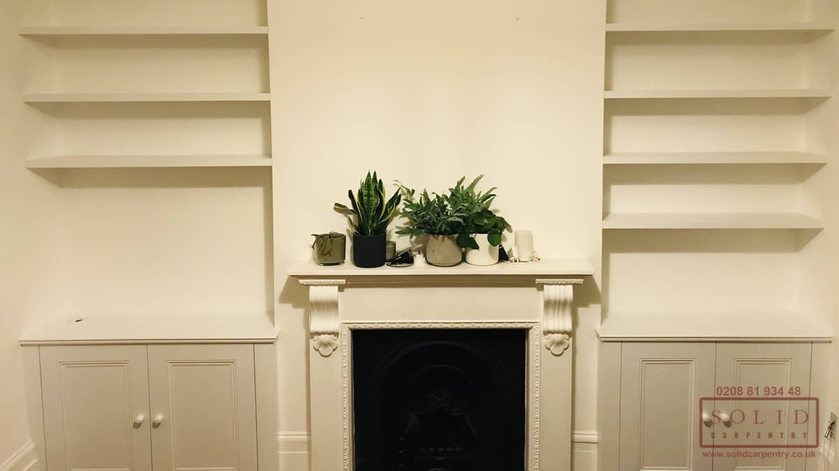 floating shelves alcove bookcase