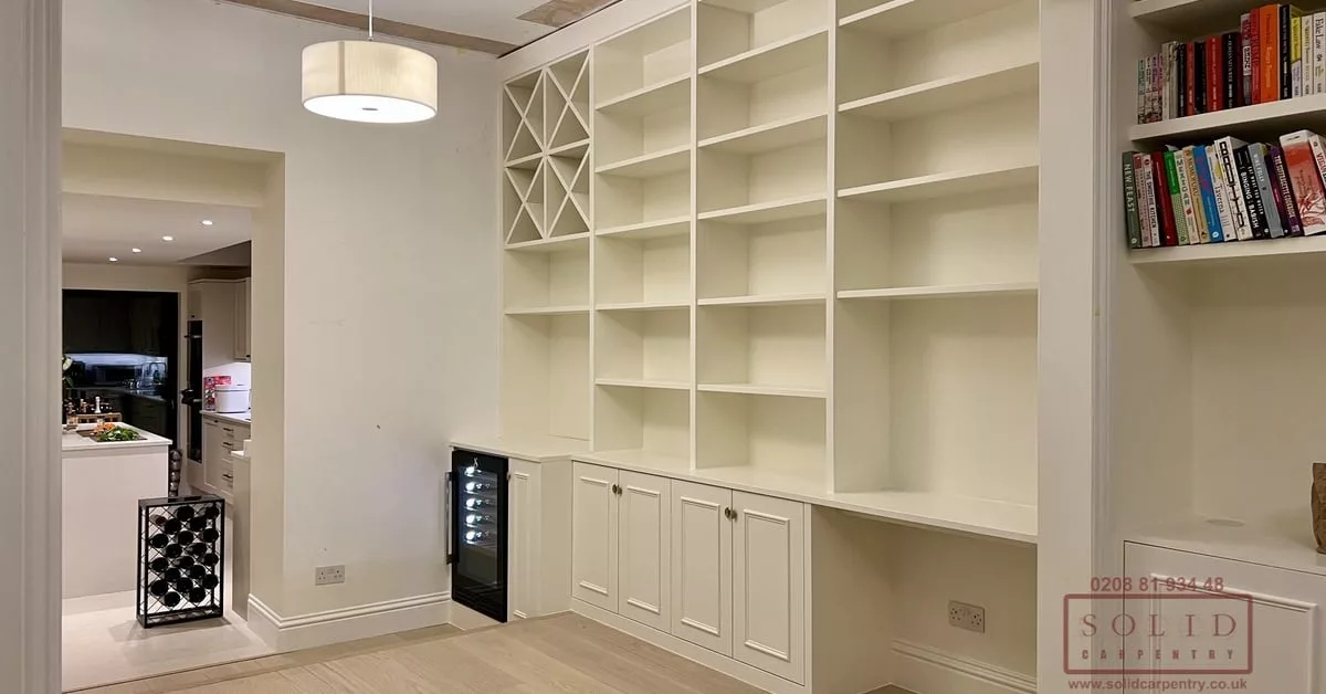 fitted white bookcase